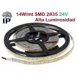 Tira LED 5 mts Flexible 24V 70W 840 Led SMD 2835 IP65 Blanco Cálido, Alta Luminosidad